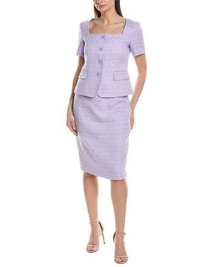 Le Suit 2Pc Square Neck Jacket & Skirt Set - Purple