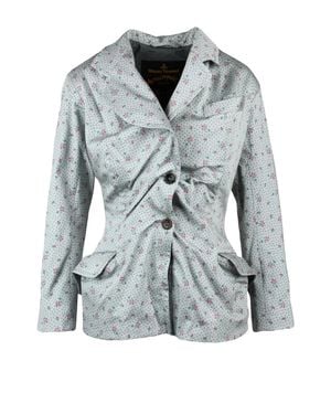 Vivienne Westwood Structured Jacket With Ruched Detailing And Floral Pattern - Gray