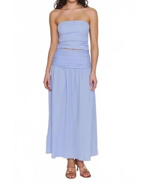 MINKPINK Luna Yoke Detail Midi Skirt - Blue