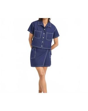 Vitamin A Ashley Cropped Shirt - Blue