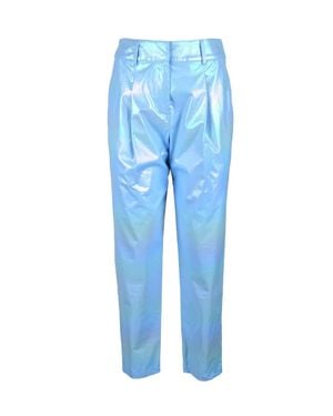 Aniye By Light Faux Leather Pants With Tailored Fit And Front Pleats - Blue