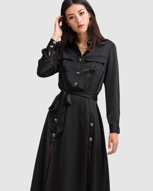 Belle & Bloom Lover To Lover Maxi Shirt Dress - Black