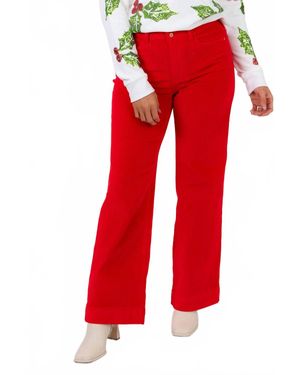 Judy Blue High Waisted Wide Leg Corduroy Trouser - Red