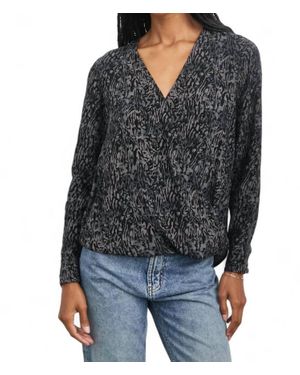 Rails Hillary Animal Print Long Sleeve Blouse - Black