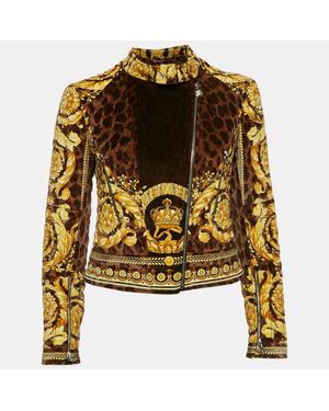 Versace Barocco Print Velvet Quilted Jacket - Metallic