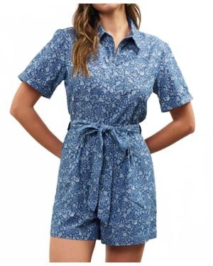Skies Are Blue Shelly Romper - Blue