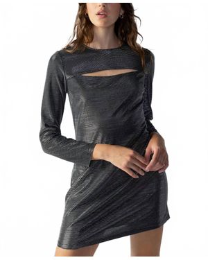 Sanctuary Shimmering Night Disco Cutout Metallic Mini Dress - Black
