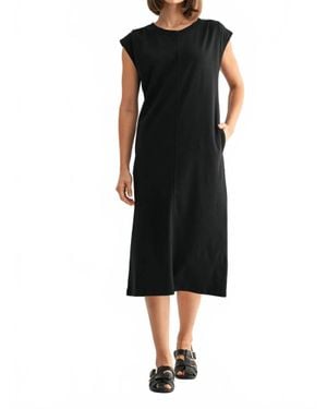 Fun 2 Fun Pleated Shoulder Jersey Knit Dress - Black
