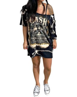 Gabriella Clothing Cash Off-Shoulder T-Shirt Dress - Black