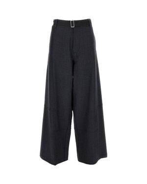Plan C Wide-Leg Virgin Wool Pants - Blue