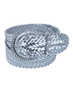 CTM Braided Wide Belt With Matching Buckle - Blue