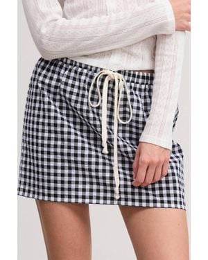 Olivaceous Gingham Check Skirt - Black
