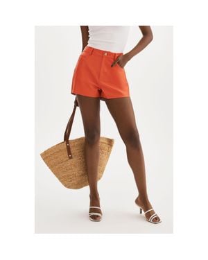 Lamarque Anika Leather High-Waisted Shorts - Red