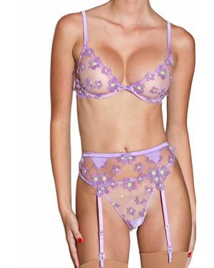 Fleur du Mal Petal Embroidery Demi Bra - Pink
