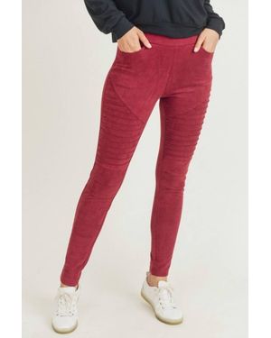 LTX Sportswear Going For A Ride Suede Leggings - Red