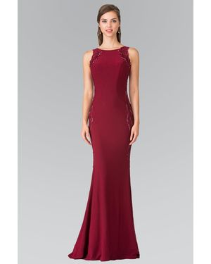TRUEDAMES Cut Out Back Long Bodycon Formal Gown - Red