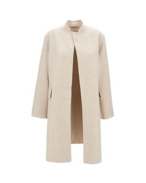 Dusan Unlined Cashmere Coat With Minimalist Open Front And Flap Pockets - Natural