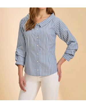 Fdj 3/4 Sleeve Boatneck Shirt - Blue