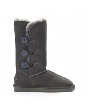 TruClothing Sheepskin Suede Warm Winter Lined Mid-Calf Boots - Gray