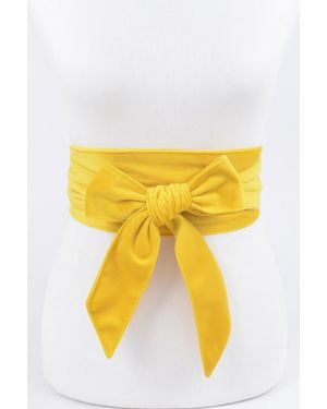 Fashnzfab Velvet Kimono Belt - Yellow