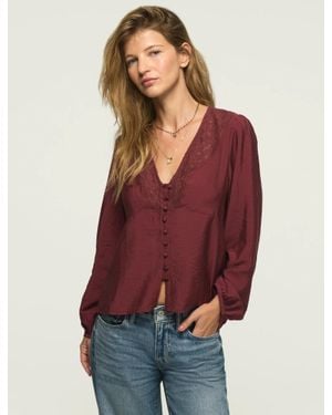 Lucky Brand Long Sleeve Lace Button Through - Red