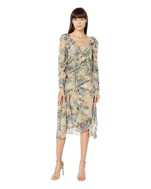 Preen By Thornton Bregazzi Scarlet Dress Ivory Bouquet V-Neck Red44 - White
