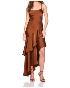 Susana Monaco Satin Ruffle String Dress - Brown