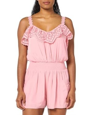 Ramy Brook Ellen V Neck Eyelet Romper - Pink