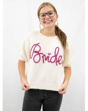 Bibi Metallic Letter Bride Sweater - Pink