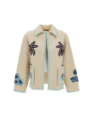 Alanui Intricately Embroidered Virgin Wool Jacket With Boxy Silhouette - Natural
