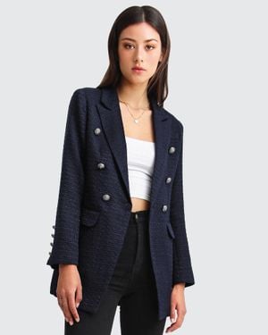 Belle & Bloom Princess Polina Textured Weave Blazer - Blue
