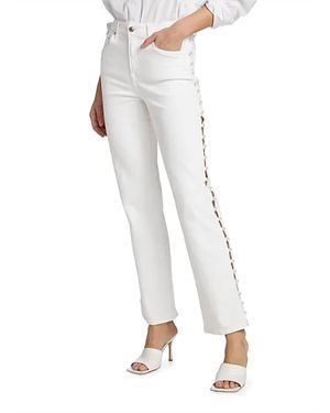 Jonathan Simkhai Amelia High Rise Pearl Embellished Denim Jeans - White