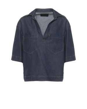 Dondup Denim V-Neck Blouse - Blue