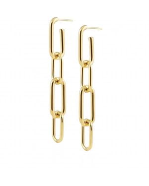 Sahara Carrie 2-In-1 Paperclip Link Earrings - Metallic