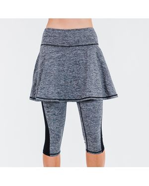 Calypsa Flowy Lycra Sport Skirt With Attached 17 Leggings - Blue