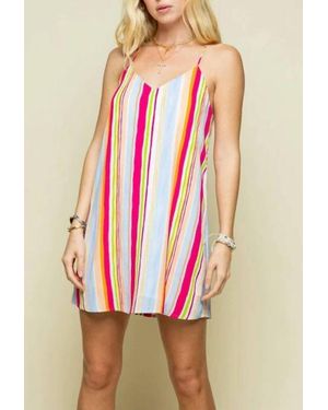 Style Rack Color Stripe Tank Dress - Pink