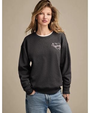 Lucky Brand Valentine Crew Neck Sweatshirt - Black