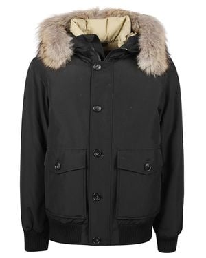 Woolrich Polar Detachable Fur-Trimmed Hooded Bomber Jacket - Black