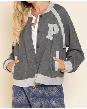 Pol French Terry Baseball Jacket - Gray