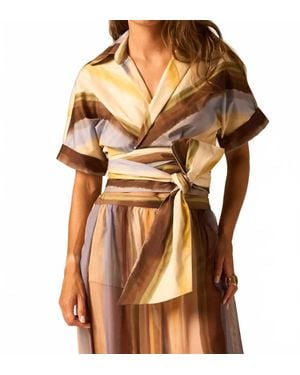 JBQ Kora Striped Short Sleeve Top - Brown