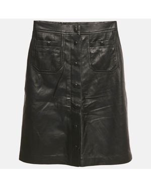 Munthe Leather Button Front Skirt - Black