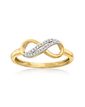 Ross-Simons 14Kt Infinity Symbol Ring With Diamond Accents - Metallic