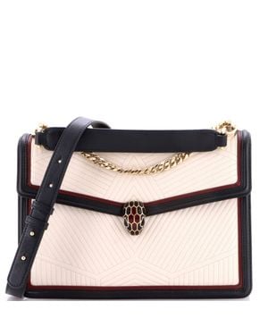 BVLGARI Serpenti Forever Shoulder Bag Quilted Leather Medium - Blue
