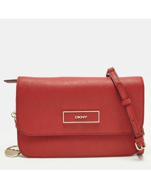 DKNY Bryant Park Leather Flap Crossbody Bag - Red