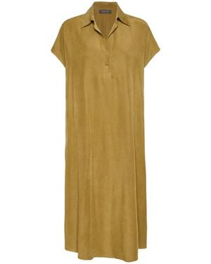 Elena Miro Flowing Midi Classic Collar Relaxed Dress - Green
