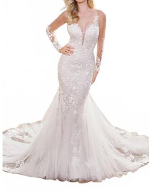 Martin Thornburg Catalina Schiffli Lace Appliqué Wedding Dress - White