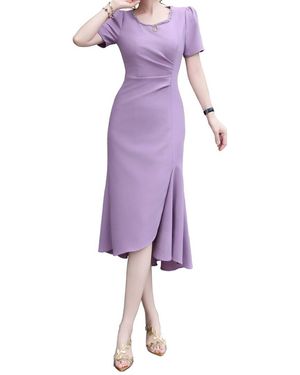BURRYCO Short Sleeve Midi Dress - Purple