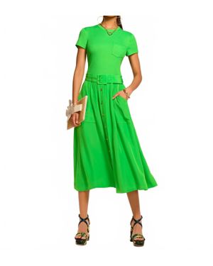 Ramy Brook Sylvie Combo Ribbed Midi Dress - Green