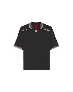 HUGO X Rb Polo Shirt With Tipping And Logos - Black