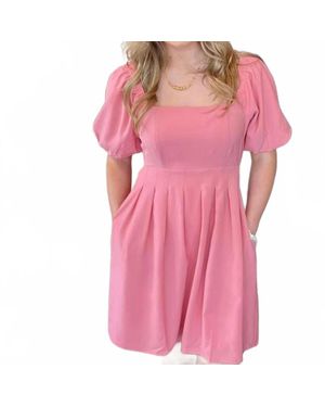 J joy Mauve Puff Sleeve Dress - Pink